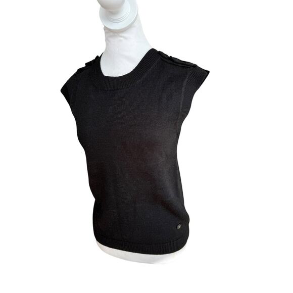 Chanel Black Wool Silk Cashmere Sweater Vest Logo Sz 36 S - Picture 2 of 13